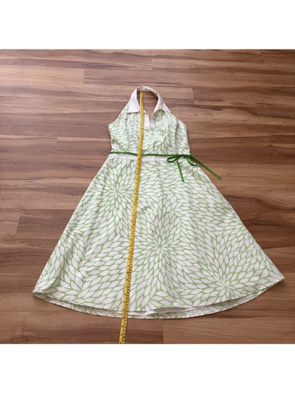 Yves Cossette Depeche Mode Women’s Size 12 Green White Floral Halter Fit Flare - Picture 5 of 13